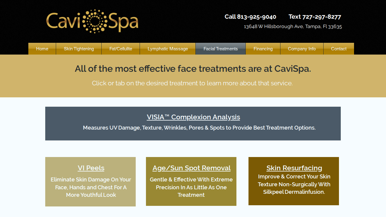 CaviSpa website services section
