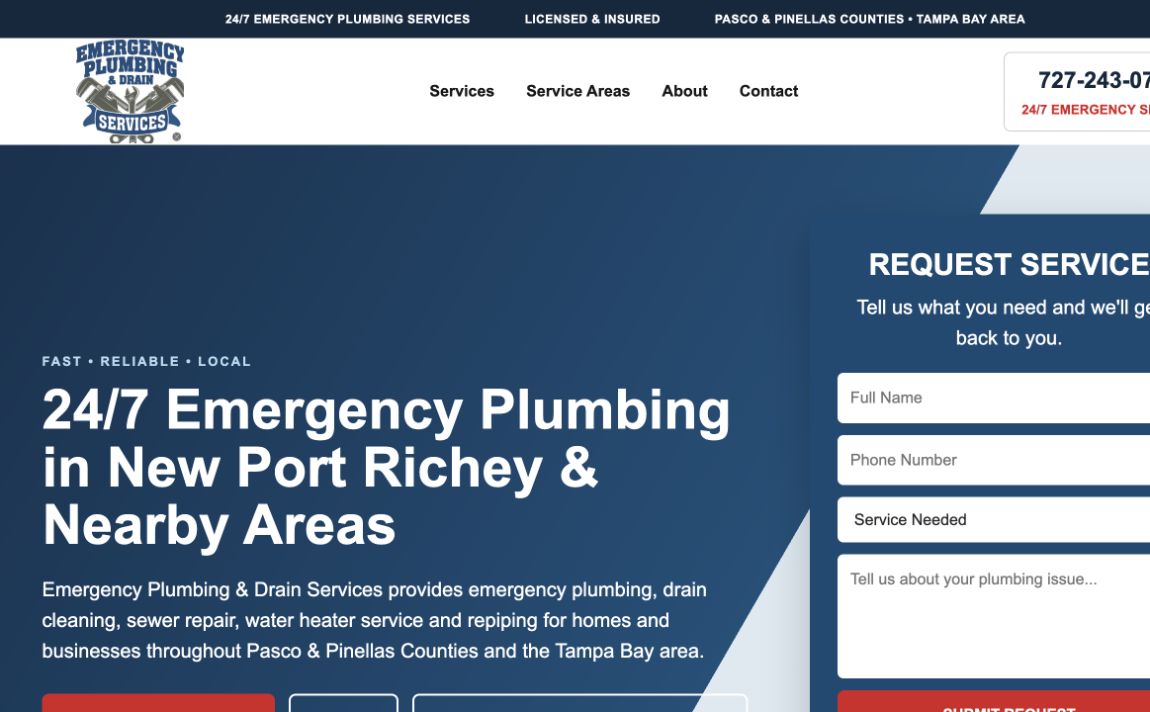Real client website on a desktop screen