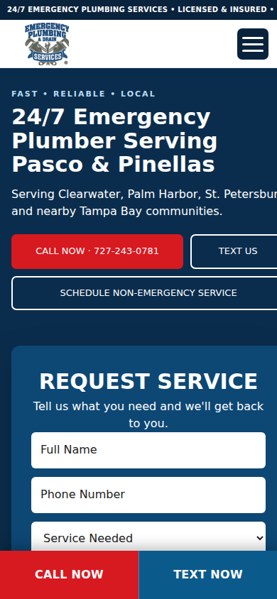 Real client website on a phone