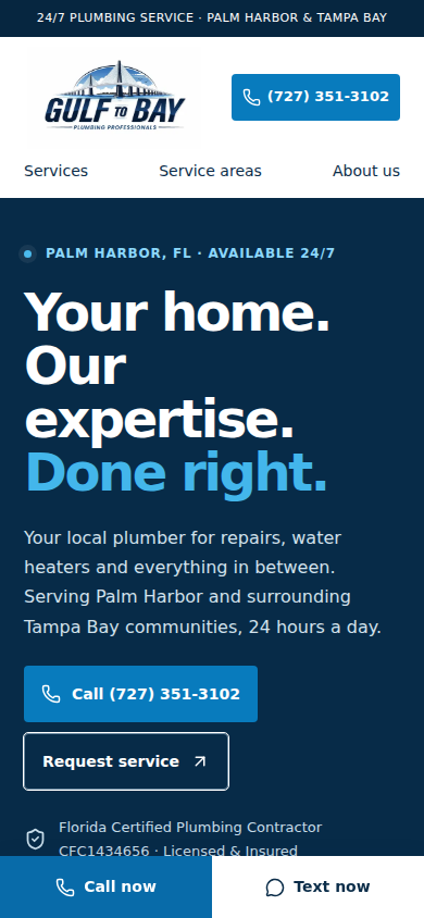 Gulf To Bay Plumbing Professionals mobile website